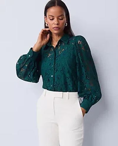Ann Taylor Lace Blouse In Green