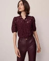 Ann Taylor Petite Lace Blouse In Purple