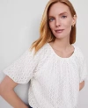 Ann Taylor Lace Bubble Hem Blouse In Winter White