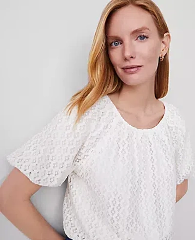 Ann Taylor Lace Bubble Hem Blouse In Winter White