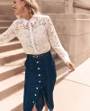 Ann Taylor Petite Lace Shirt In White