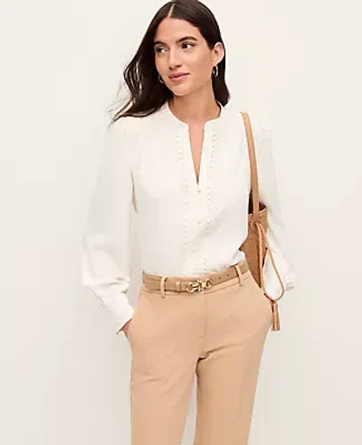 Ann Taylor Lace Embroidered Blouse In White