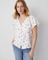 Ann Taylor Lace Floral Mixed Media Top In Winter White