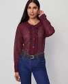 Ann Taylor Lace Ruffle Trim Blouse