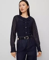 Ann Taylor Lace Ruffle Trim Blouse