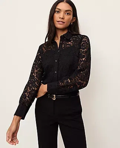 Ann Taylor Lace Shirt In Black