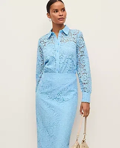 Ann Taylor Lace Shirt In Blue