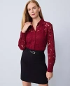 Ann Taylor Lace Shirt In Burgundy