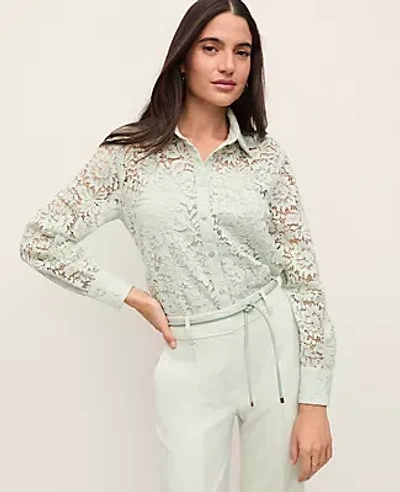 Ann Taylor Lace Shirt In Green