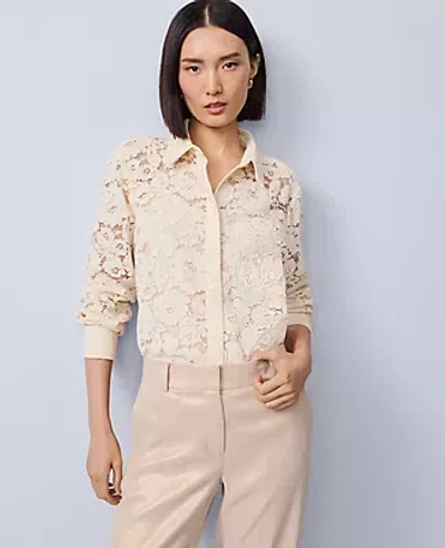 Ann Taylor Lace Shirt In White