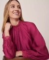 Ann Taylor Lace Trim Blouse In Purple