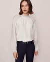 Ann Taylor Lace Trim Blouse In White