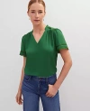 Ann Taylor Lace Trim Mixed Media Top In Green