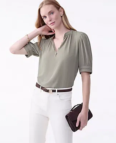 Ann Taylor Lace Trim Mixed Media Top In Multi