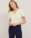 Ann Taylor Lace Trim Mixed Media Top In Yellow Buttercream