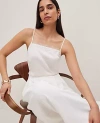 Ann Taylor Lace Trim Square Neck Tank Top In Winter White