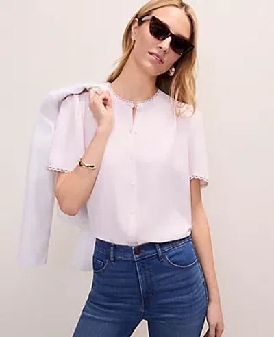 Ann Taylor Lace Trim Top In Pink