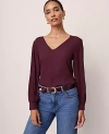 Ann Taylor Lace Trim Top In Purple