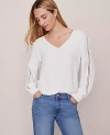 Ann Taylor Lace Trim Top In White