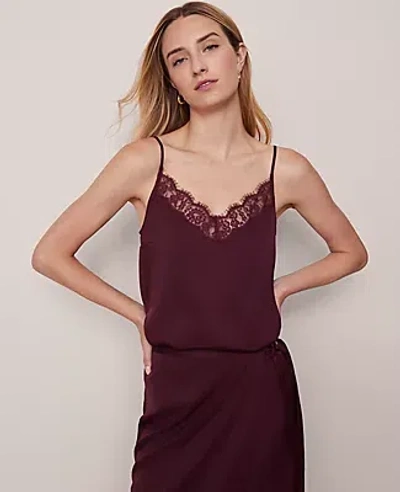Ann Taylor Lace Trim V-neck Tank Top In Purple