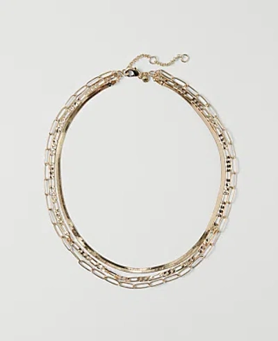 Ann Taylor Layered Mix Chain Necklace In Goldtone