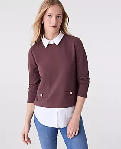 Ann Taylor Layered Mixed Media Top In Brown