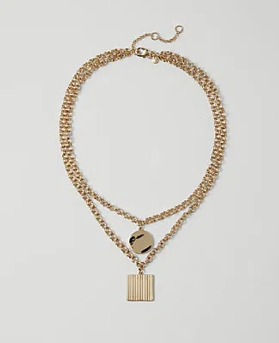 Ann Taylor Layered Pendant Necklace In Goldtone
