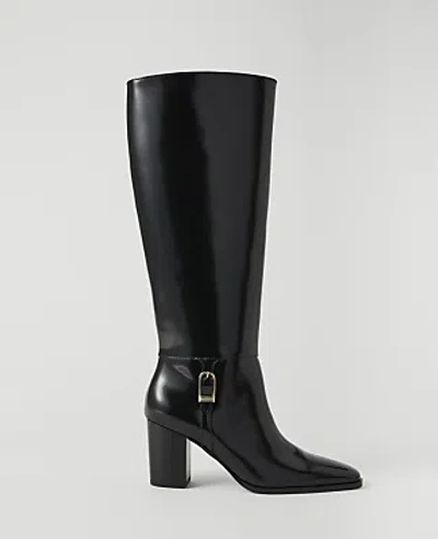 Ann Taylor Leather Block Heel Tall Boot In Black