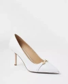 Ann Taylor Leather Buckle Pointy Toe Pumps In Winter White
