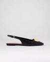 Ann Taylor Leather Buckle Slingback Flat In Black