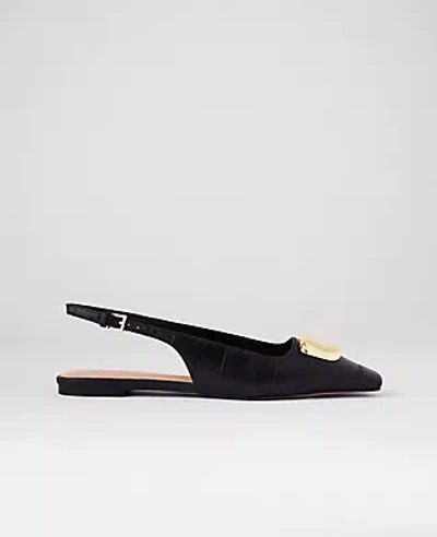 Ann Taylor Leather Buckle Slingback Flat In Black
