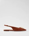 Ann Taylor Leather Buckle Slingback Flat In Brown