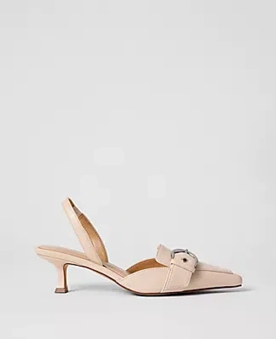Ann Taylor Leather Buckle Slingback Pump In Brown
