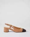 Ann Taylor Leather Cap Toe Block Heel Pumps In Desert Sand