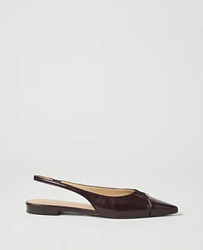 Ann Taylor Leather Hardware Cutout Slingback Flat In Burgundy