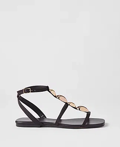 Ann Taylor Leather Hardware Embellished Sandal In Brown
