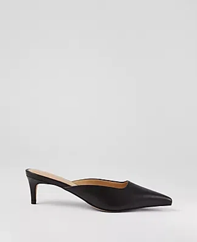 Ann Taylor Leather Kitten Heel Mule Pumps In Black