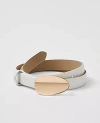 Ann Taylor Leather Oval Buckle Belt In White