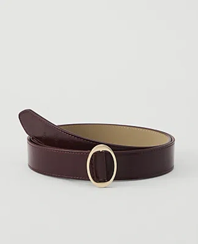 Ann Taylor Leather Oval Buckle Belt In Dark Burgundy