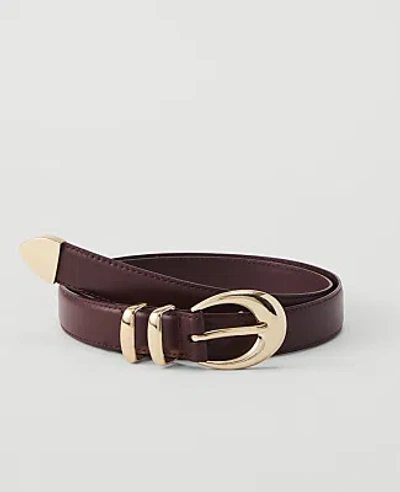 Ann Taylor Leather Oval Buckle Belt In Purest Plum