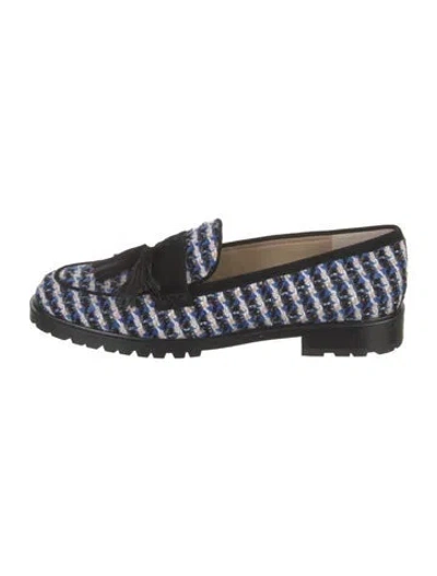 Pre-owned Ann Taylor Leather Patterned Loafers In Blue
