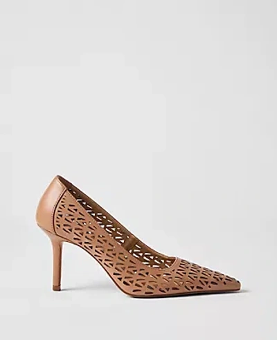 Ann Taylor Leather Perforated Pump In Brown
