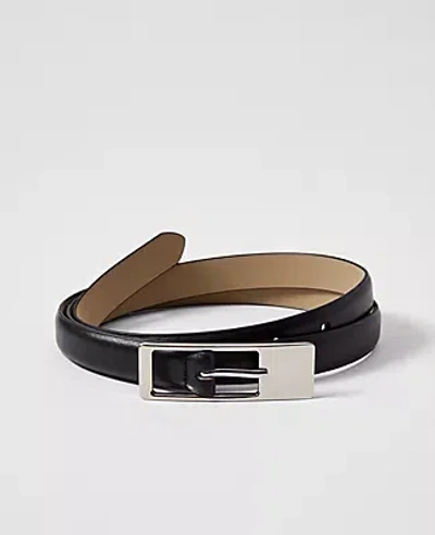 Ann Taylor Leather Rectangle Buckle Belt In Black