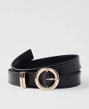 Ann Taylor Leather Round Buckle Belt In Black