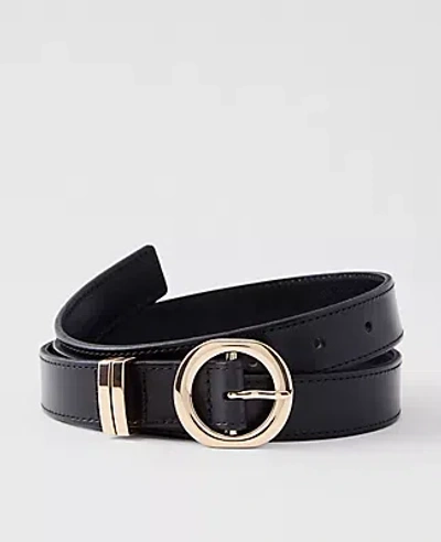 Ann Taylor Leather Round Buckle Belt In Black