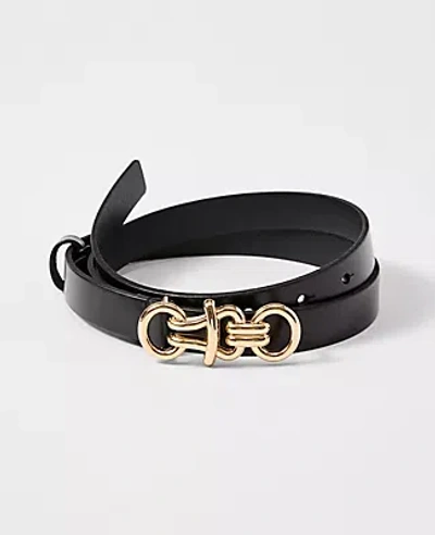 Ann Taylor Leather Sculptural Buckle Belt In Black