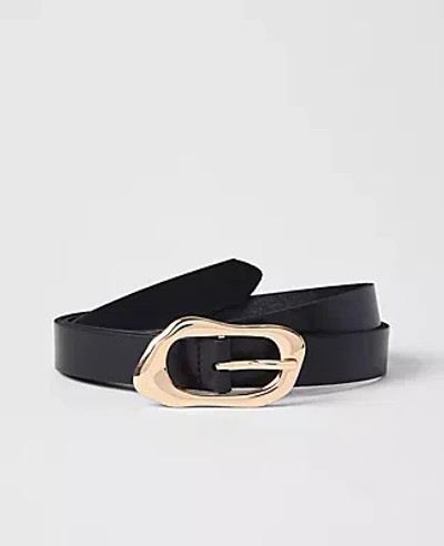 Ann Taylor Leather Sculptural Buckle Belt In Black