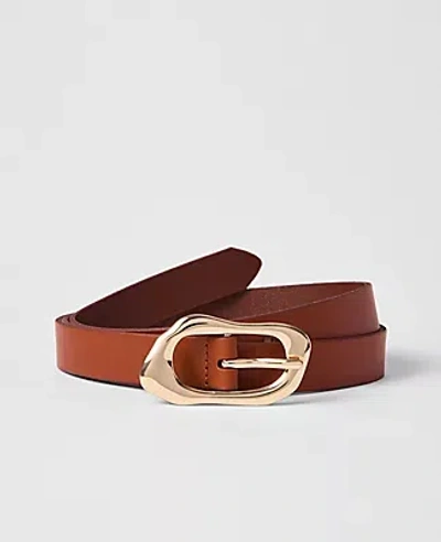 Ann Taylor Leather Sculptural Buckle Belt In Brown