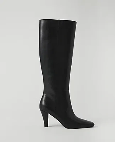 Ann Taylor Leather Skinny Heel Tall Boot In Black