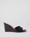 Ann Taylor Leather Skinny Strap Leather Wedge Mules In Black